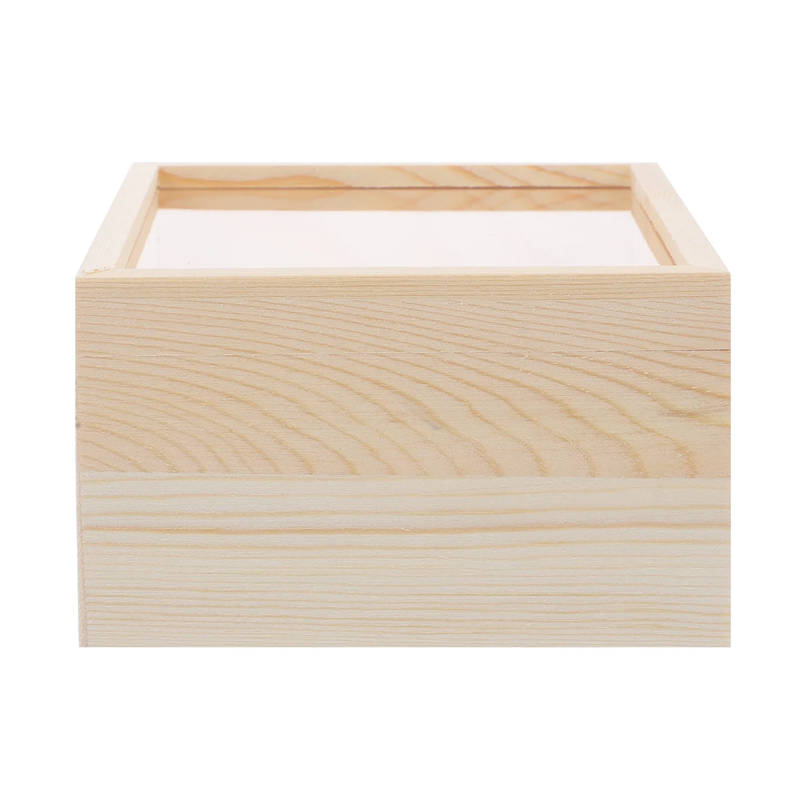 

Unfinished Wood Jewelry Storage Box Decorative Gift Case with Clear Lid Compact Wooden Organizer for Sundries Small Items