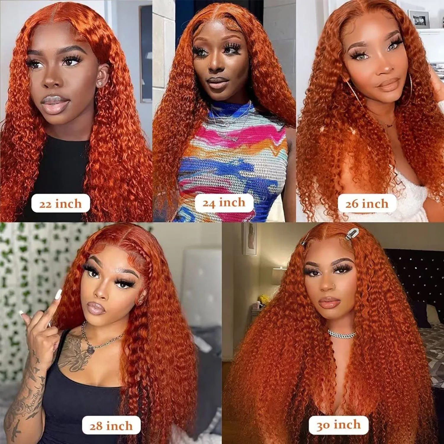 Perruque de cheveux humains Orange gingembre 13x4 perruque avant de dentelle bouclée profonde cheveux humains dentelle transparente frontale 350 perruque de cheveux humains colorés