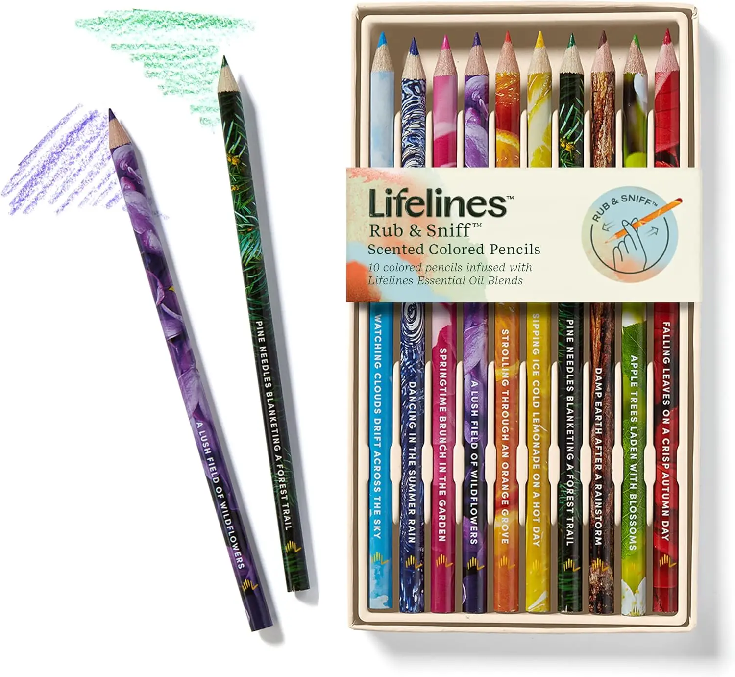 

Scented Colored Pencils, 10-Pack Classic Palette - Rub & Sniff Set with Essential Oils for Arts, Crafts & School Supplies