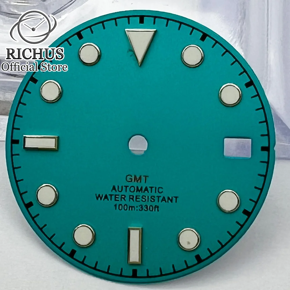 

29mm blue watch dial Green luminous fit NH35 movement