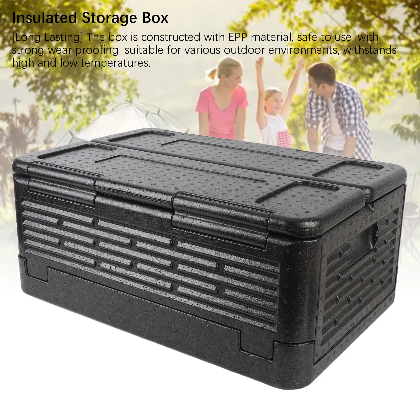 Insulated Food Carrier Box 60L Large Capacity Folding Thermal Insulation Box for Outdoor Camping Picnic Insulated Food Carrier