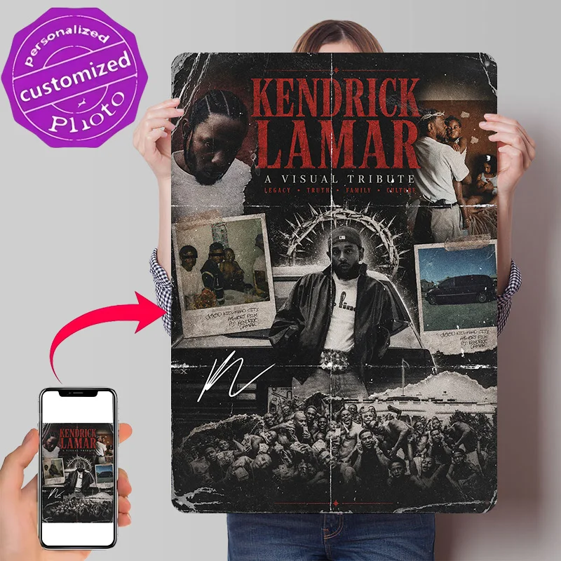 Kendrick Lamar Visual Tribute Metal Poster Perfect Gift for Fans Lovers Customized Wall Art Metal Sign for Home Decor Items Room