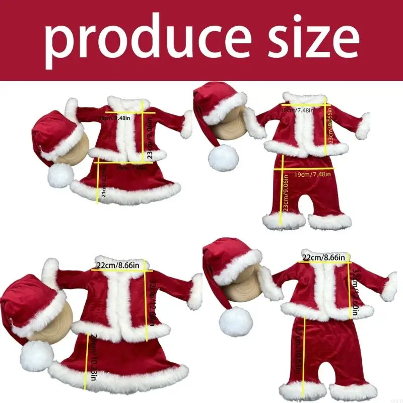 زي التقاط الصور لعيد الميلاد للرضع مع قبعة بوليستر سريعة التغيير وإغلاق سريع