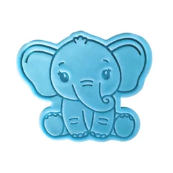 Cake Decoration Baby Elephant Shape Cookie Stamp with Cutter Animal PLA Fondant Plastic Cutter Cake Mould Tools Fondant Baking