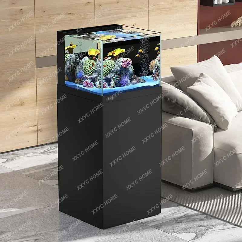 AA Small fish tank, bottom filter back overflow, household living room ultra-white glass ecological aquarium