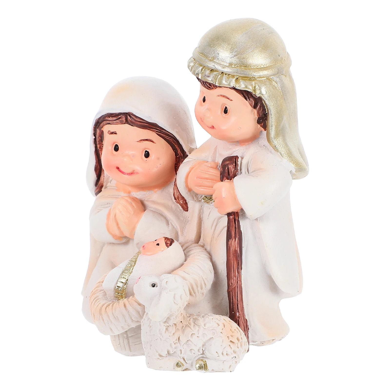 

1 set Resin Decoration Mini Nativity Scene Handcrafted Cartoon Christmas naments Small Figurines Religious Statue