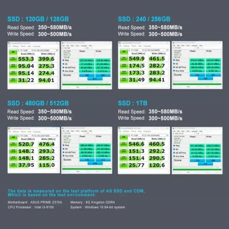 OSCOO-Disque Dur SSD SATA 3 de 120 Pouces, avec Capacité de 256 Go, 240 Go, 512 Go, 2.5 Go, pour Ordinateur Portable