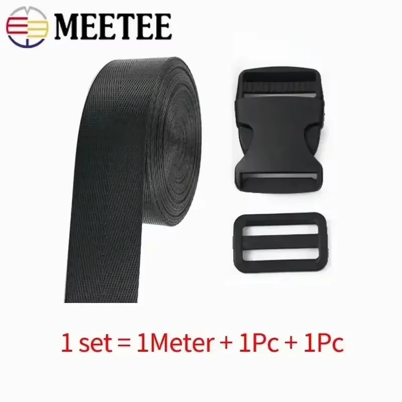 1/2/3/5Sets Meetee 20-50mm Plastic Bag Buckle Release Buckles Tri-Glide Slider Hook Webbing Adjuster Clasp Nylon Strap Accessory