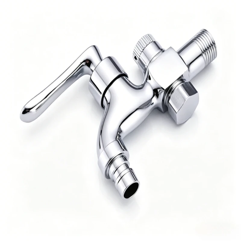Wall Mounted Chrome Finish Brass Body Washing Machine Faucet G1/2 G3/4 with Vacuum Breaker Water Hammer Resistant