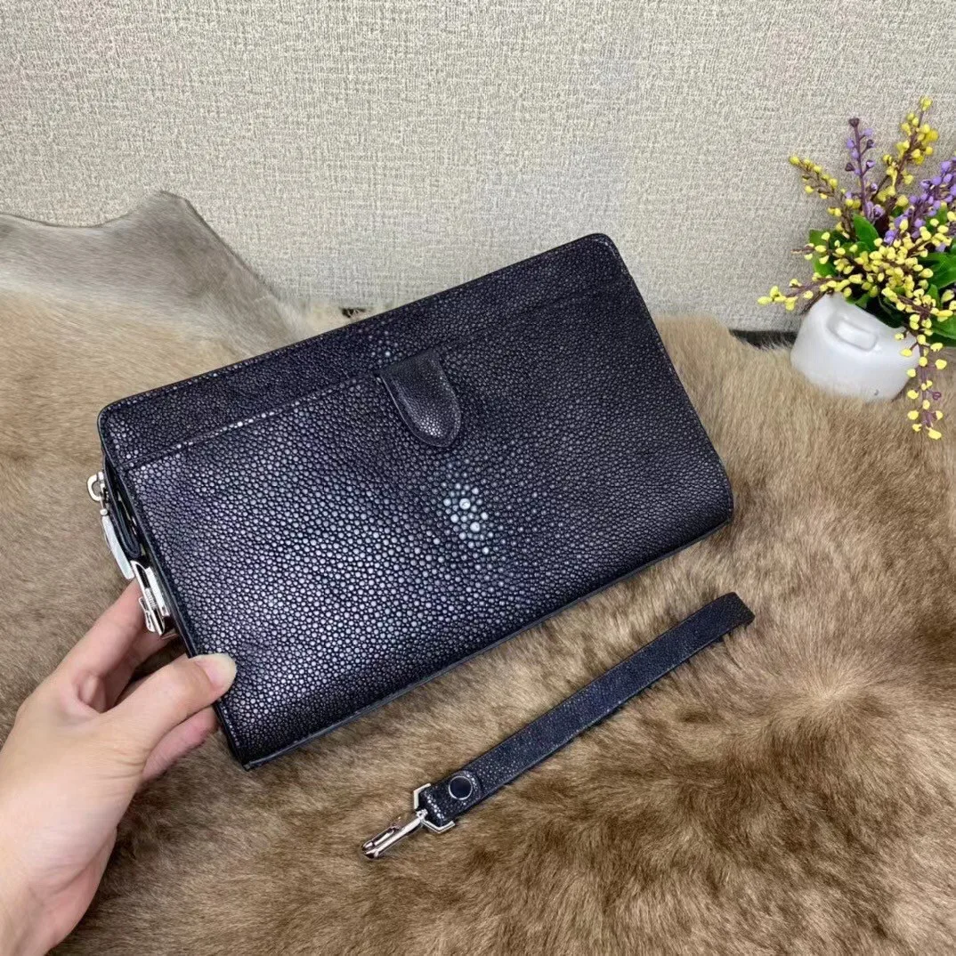 2025 New Pearl Fish Leather Men's Clutch Bag Genuine Leather Bag With Password Lock Business Large Capacity Clutch For Man 45