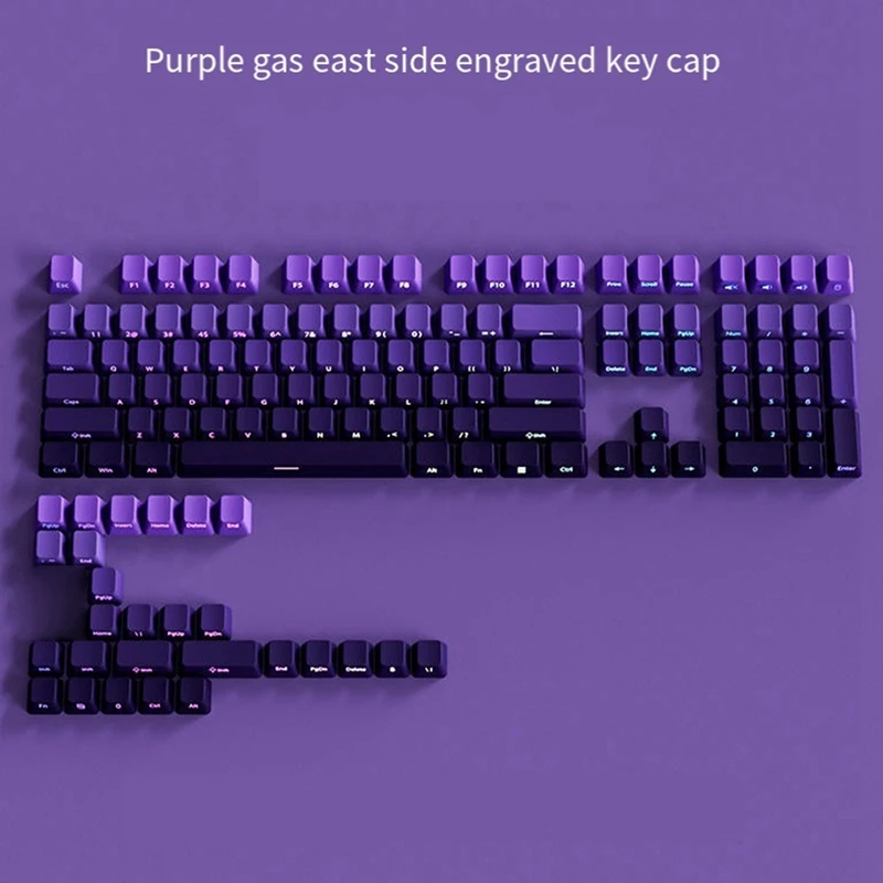 Gradient Purple Double Shot PBT Keycap Backlit Keycap 130 Key Full Keycaps Set For Mechanical Keyboard