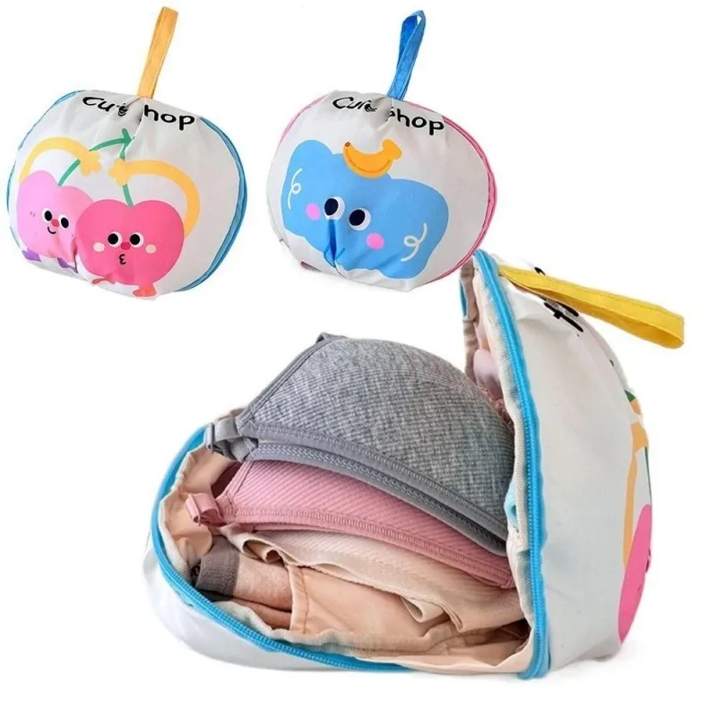Милая сумка для хранения нижнего белья с мультяшным принтом, дорожный бюстгальтер, органайзер для нижнего белья, носков, портативная сумка для сортировки одежды, домашний органайзер