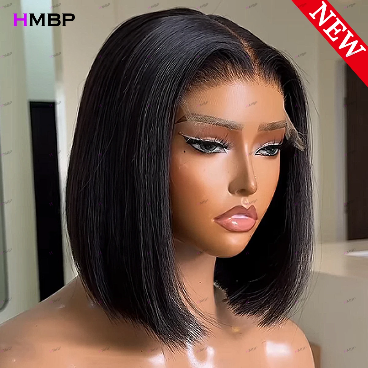 

Straight Bob Wigs 13x6 Glueless Lace Frontal Wig Human Hair Ready To Go PrePlucked Super Double Drawn Wig 4x4 Closure For Women