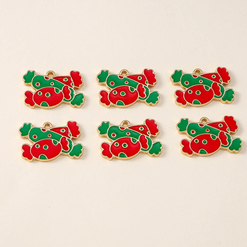 

20pcs 22x15mm Cute Enamel Christmas Candy Charms Pendants for Jewelry Making DIY Drop Earrings Necklaces Bracelets Accessories