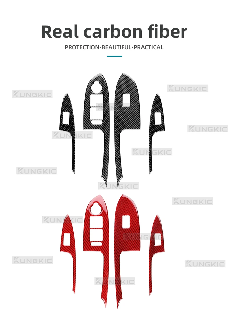 Echter weicher Kohlefaser-Aufkleber für Alfa Romeo Giulietta 940 2010 2011 2012 2013 2014 2015 2016 2017 2018 2019 2020 2021, Auto-Fensterheber-Schalterplatte – Detail 2