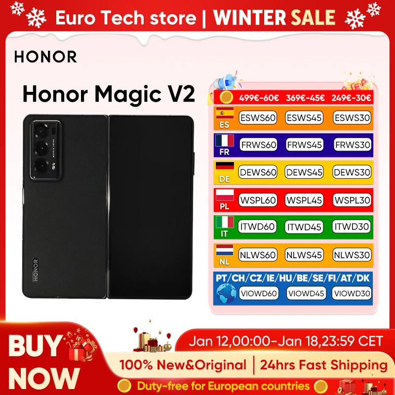 Honor Magic V2 Version mondiale 5G Smartphone pliable Snapdragon 8 Gen2 LTPO écran OLED 120Hz 50MP Triple caméra Android Mobile