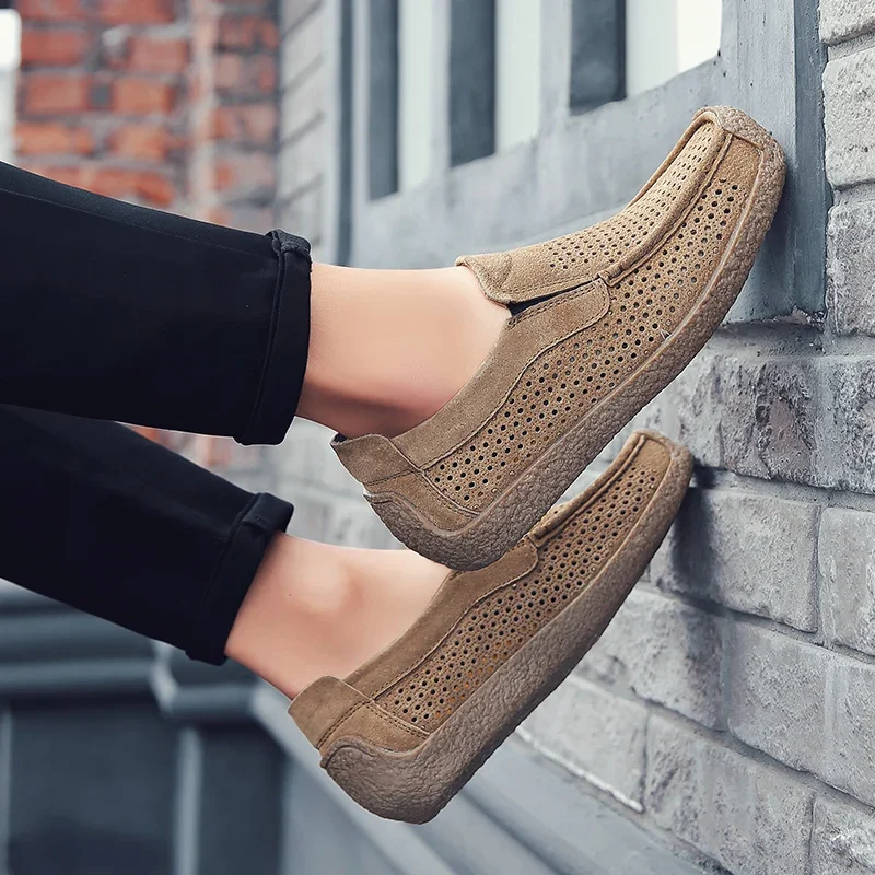 

Мужские лоферы: высококачественные повседневные туфли из кожи на толстой подошве для прогулок, летние, для офиса и работы