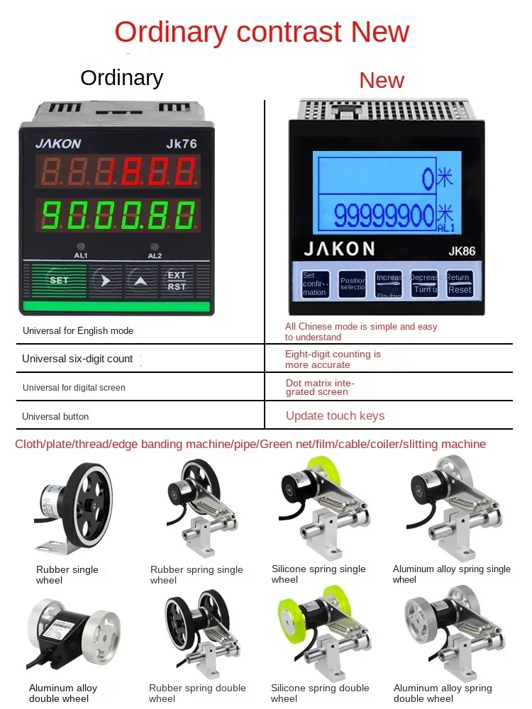 Meter counter, high-precision roller type electronic digital edge banding machine, meter counter, jk8676 encoder controller