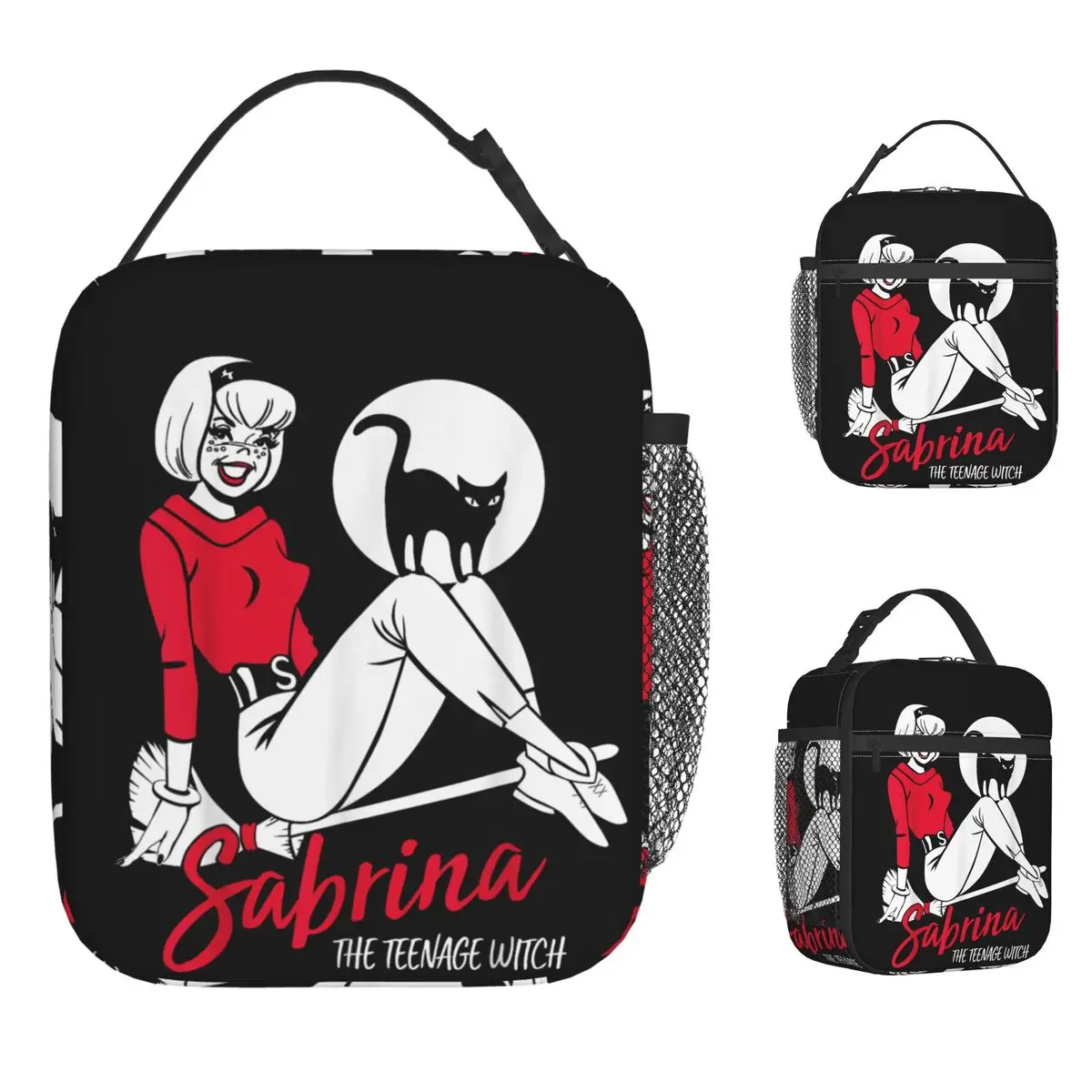 Sabrina The Teenage Witch On Broom Lunch Bag Portable Lunch Box Unisex Picnic Cooler Bag Leisure Oxford Thermal Tote Handbags