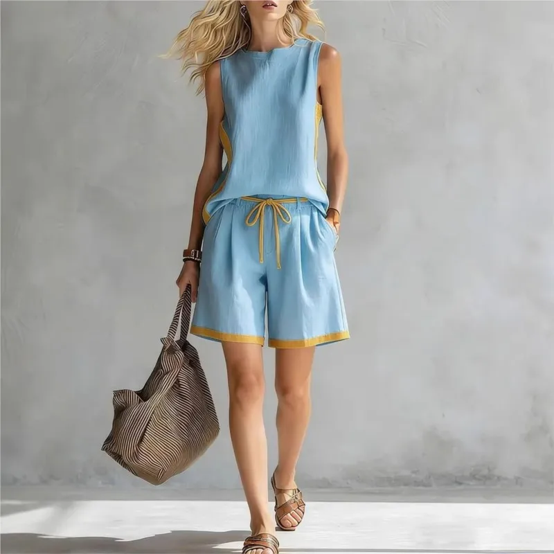 

Casual Loose Shorts Sets Women'a Summer Fashion Sleeveless Tank Tops And Short Pants 2 Piece Suit Ladies Comfortable Outfits