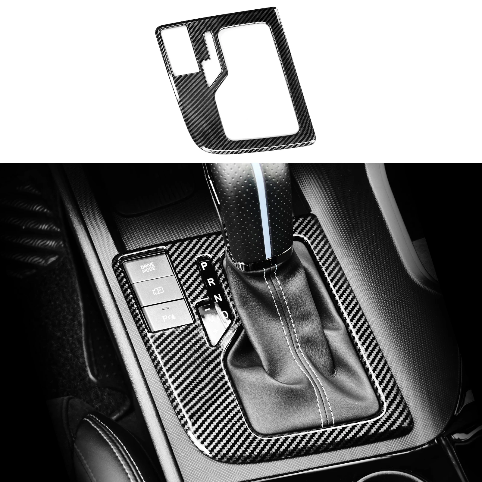 LHD Carbon Fiber Style Center Console Button Water Cup Handbrake Gear Shift Interior Cover Trim For Hyundai Elantra CN7-N Line