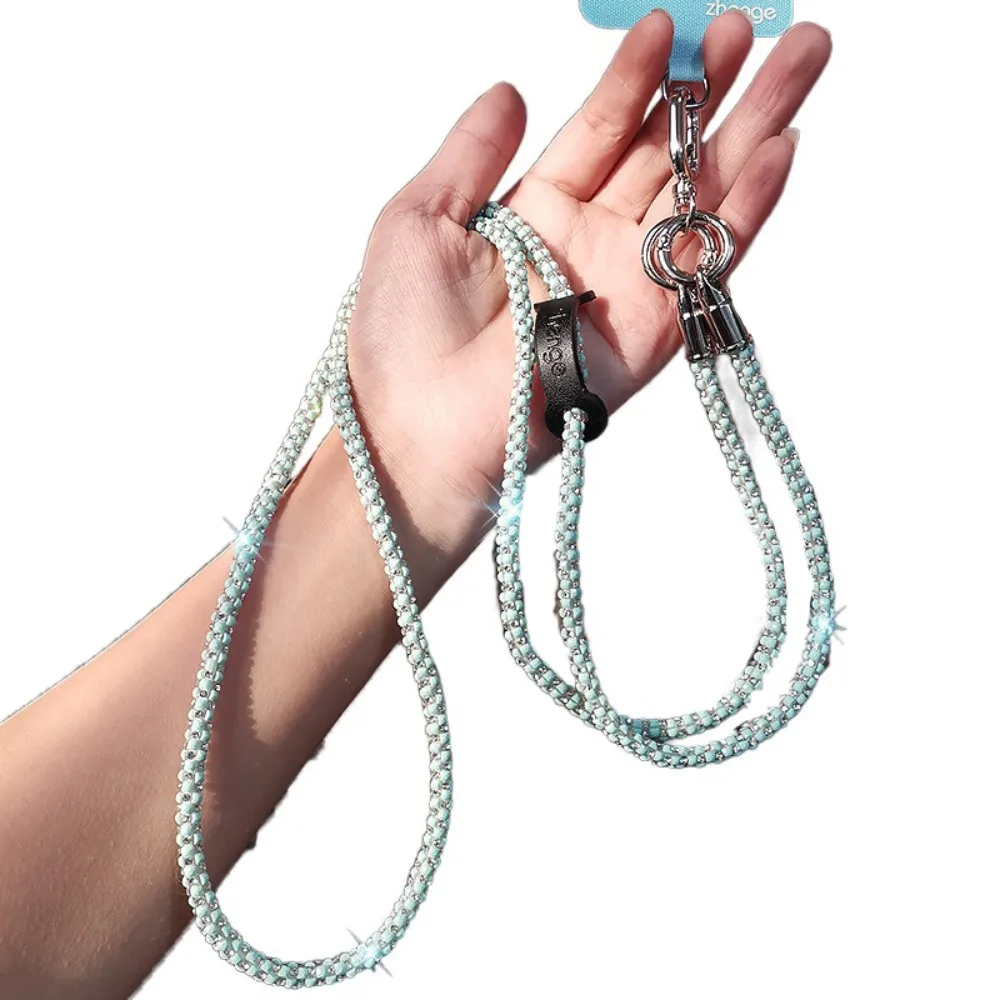 

Роскошный длинный ремешок-цепочка для телефона с блестками и стразами, на шею или через плечо, с защитой от падения