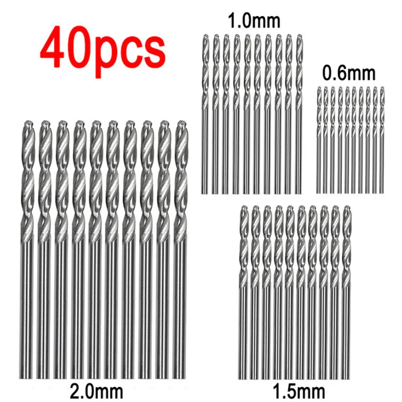 40/50 pz Twist Drill Set acciaio ad alta velocità 1-3mm gambo dritto HSS titanio placcato punte elicoidali punte elicoidali strumento manuale