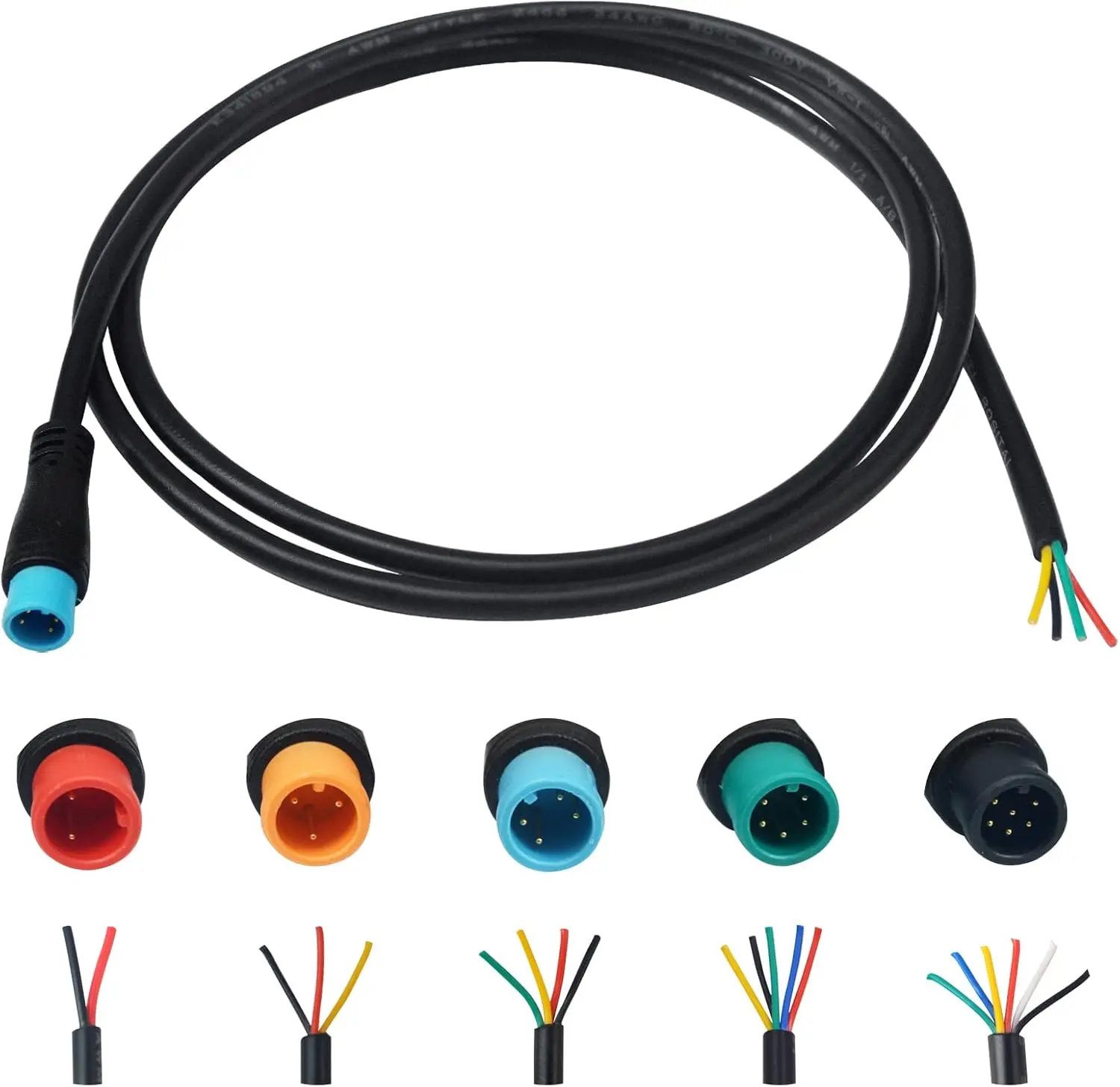 

Nulkomma Extension Cable 2Pin/3Pin/4Pin/5Pin/6Pin Waterproof Plug with A Single Connector for Electric Bicycle Light