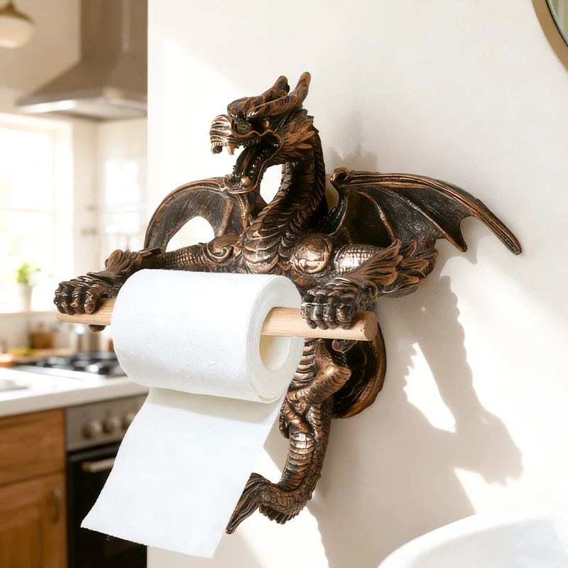 

Ретро-держатель для салфеток в форме дракона, держатель для туалетной бумаги для ванной и кухни, креативная подставка для хранения салфеток, настенный декор, украшение в виде дракона