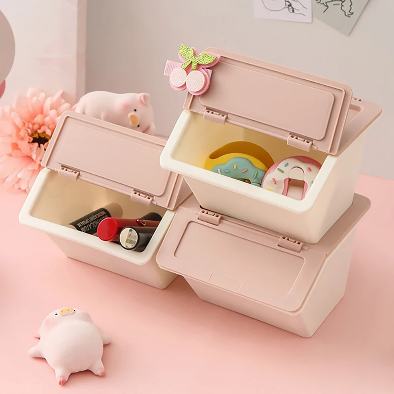 Tri-Color Cleanable Folding Desktop Storage Box, Easy to Stack and Hold Sundry Items