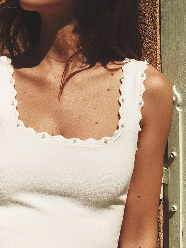 Conjunto de Roupas Fenas de Verão 2025, Saia  Sem Mangas Estilosa, Estilo de Trabalho, Top e Saia em Cor Sólida Trico...