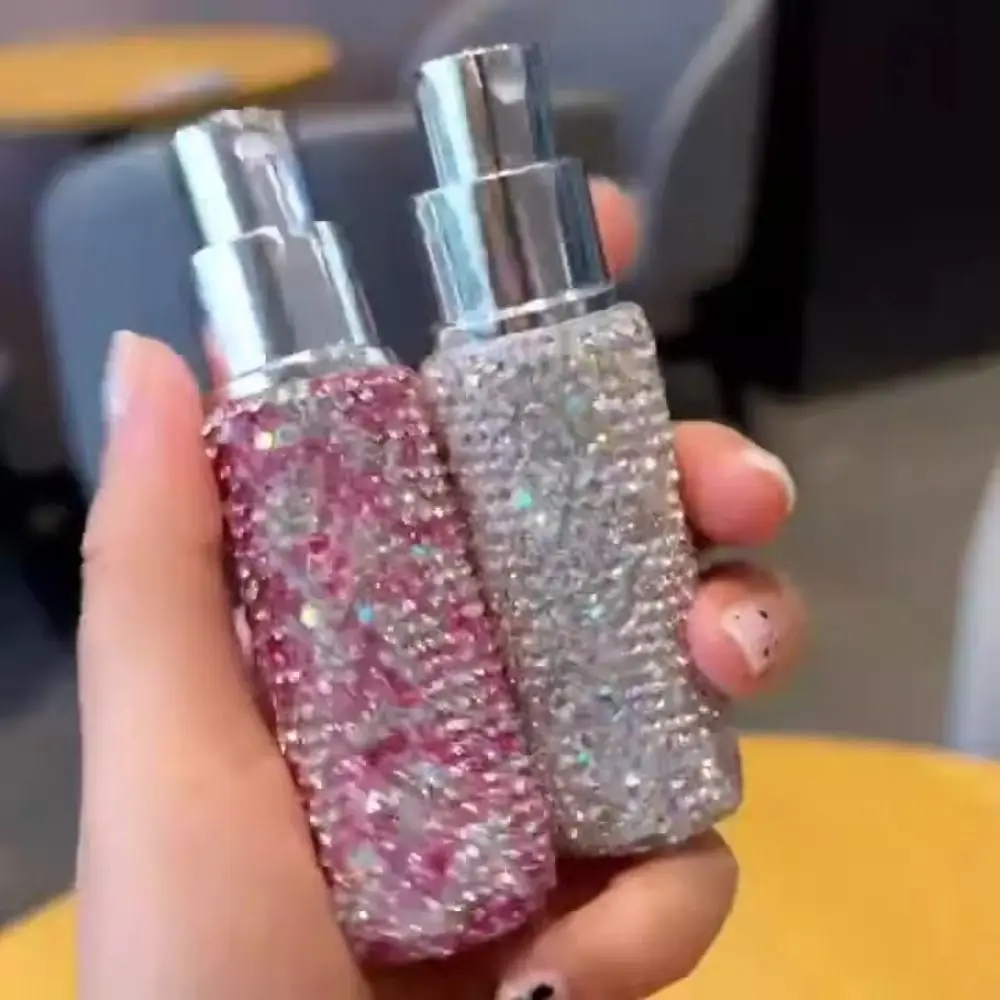 Mini Diamond-encrusted Perfume Bottle Portable Luxury Press Pump Refillable Spray Bottle Shiny Empty Travel Sub-bottling