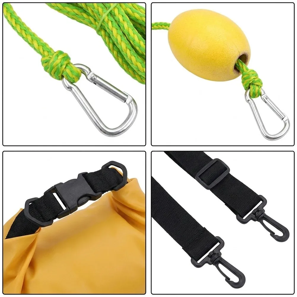 For kayak Towing Equipment 3.7m Rope with 316 Stainless Steel Connectors and Dual Purpose Waterproof Dry Bag for Transport