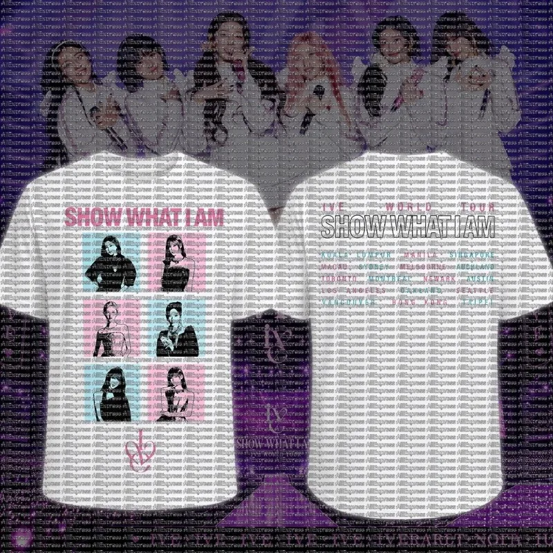 Korean Tour Support T-shirt with Six Members' Checkered Portraits Printed on Both Sides, Loose Fan Style Short Sleeved Shirt