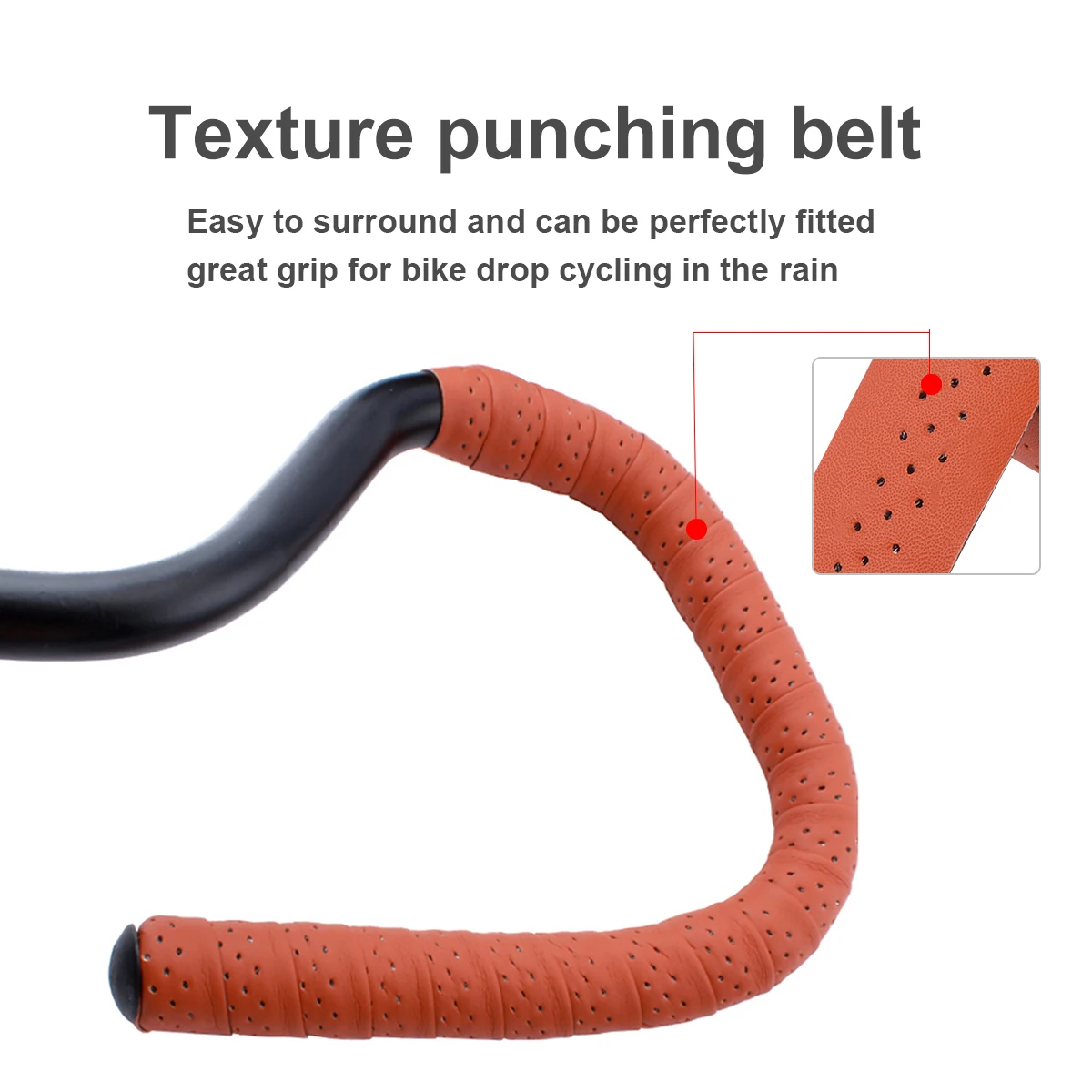 

1 set 1 Set Pu Perforated Handlebar Tape Shock-Absorbent Non-Slip Bicycle Grip For Road Mountain Bike Durable Cycling Tape Ride