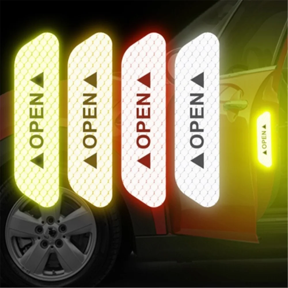 4 قطعة/المجموعة باب السيارة ملصق شريط عاكس لأوبل أسترا j فولفو xc60 bmw e92 فورد فوكس mk3 بيجو 406 فيكترا