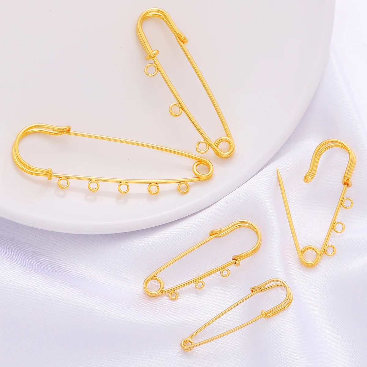 1Pcs 18K Gold Plated Brass Copper Safety Pins Brooch Sewing Tools for DIY Jewellery Sewing Accessories Clothing Garment Supplies