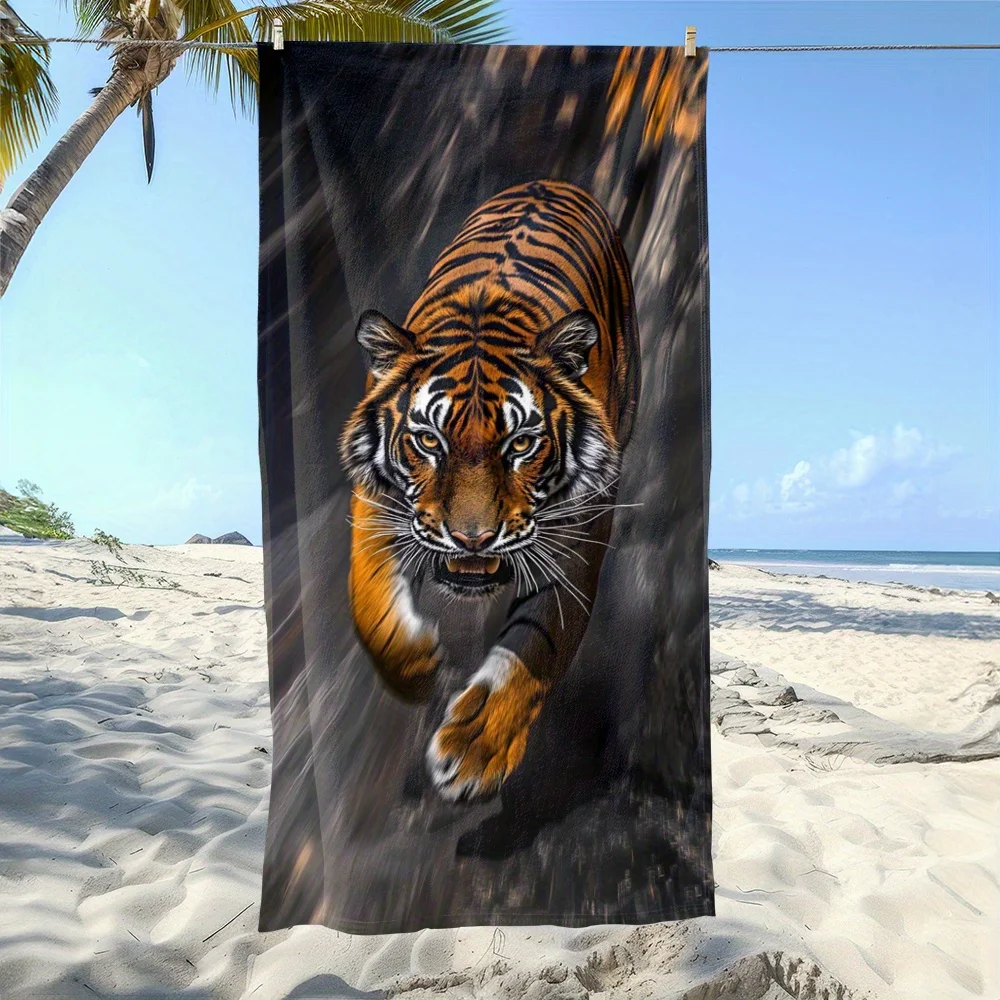 Large Quick-Dry Beach Towel Super Absorbent Quick-Dry Bath Pool Towel with Bold Tiger Design Lightweight Microfiber for Beach