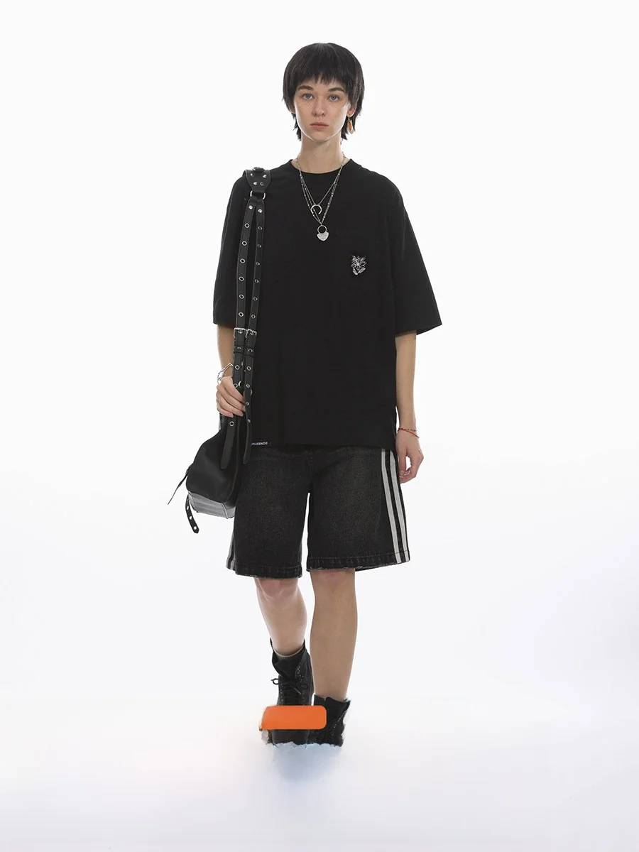 

Unvesno UN Vintage Color Blo Weave 440G Jeans Loose 5 orts Youth Faion Urban Cotton 00% Casual Pants