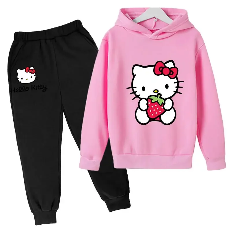 hello kitty Hoodies Sets girls outfit set 4-14 Years baby girl clothes Girls Clothing Tops Pants Suits sports Suits Hoodies