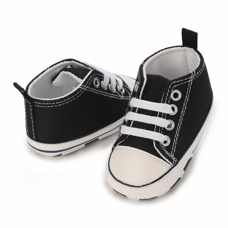 Yibubu scarpe da bambino nere scarpe di tela piatte scarpe da bambino semplici ed eleganti per l\'apprendimento dei neonati Solf Solf Soled Indoor