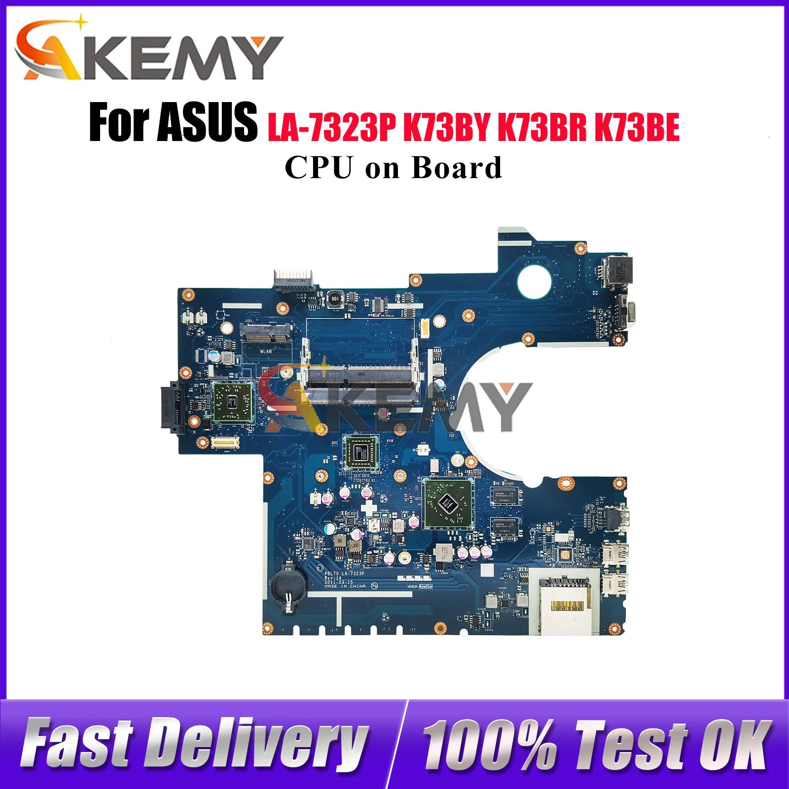 

LA-7323P Материнская плата для ноутбука ASUS K73BR K73BE K73BY K73B Материнская плата для ноутбука с процессором 100% тестирование ОК быстрая доставка Высокое качество