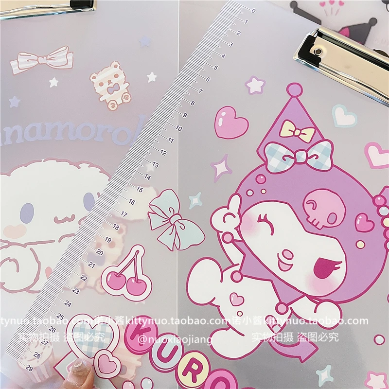 Hello Kitty Kawaii Kuromi My Melody Cinnamoroll A4 Matte Writing Pad Student Sanrio Anime Girl Heart Cute Translucent Pp Folder