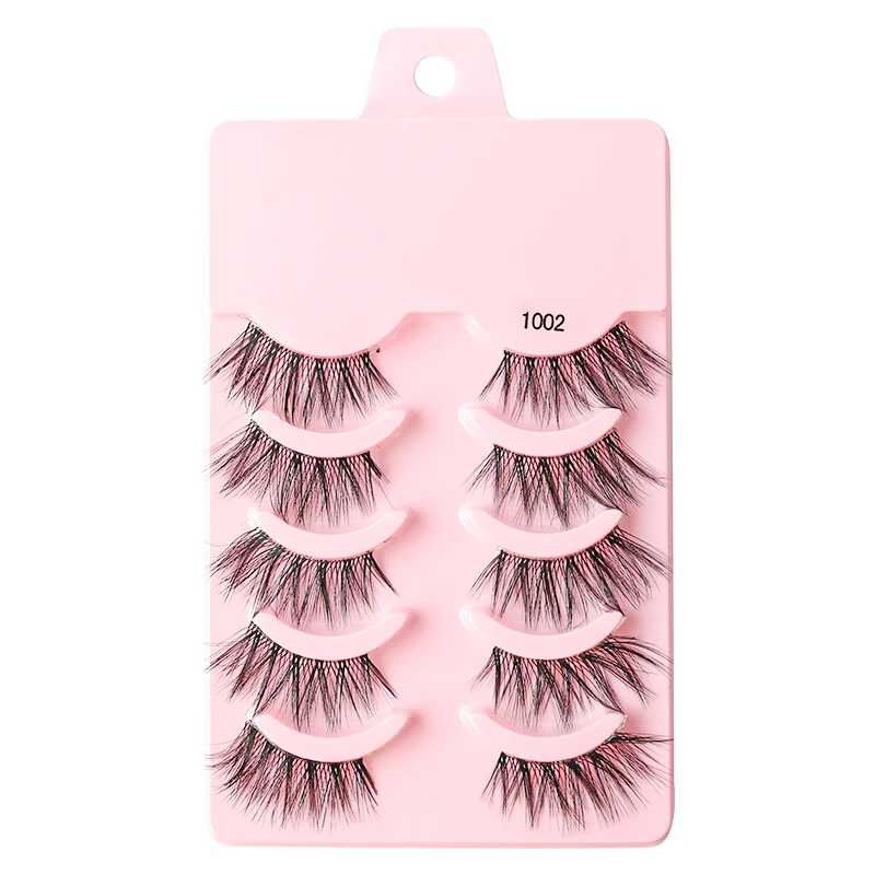 5/10 Pairs Nerz Wimpern Klar Band Auge Wimpern Kreuzmuster Transparent Band Falsche Wimpern Handgemachte Dramatische Wimpern Halb Wimpern