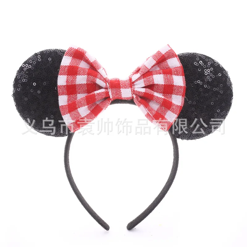 عيد الميلاد ميكي ماوس عقال Kawaii الكلاسيكية منقوشة الشعر التبعي ندفة الثلج القوس هيربيسي الوالدين والطفل اللعب الكرتون هدية