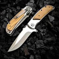 Bearing Flipper Folding Knife 440C Blade 420 Steel Inlaid with Shadow Wood Handle Outdoor Pocket EDC Knives Survival Hunter Tool