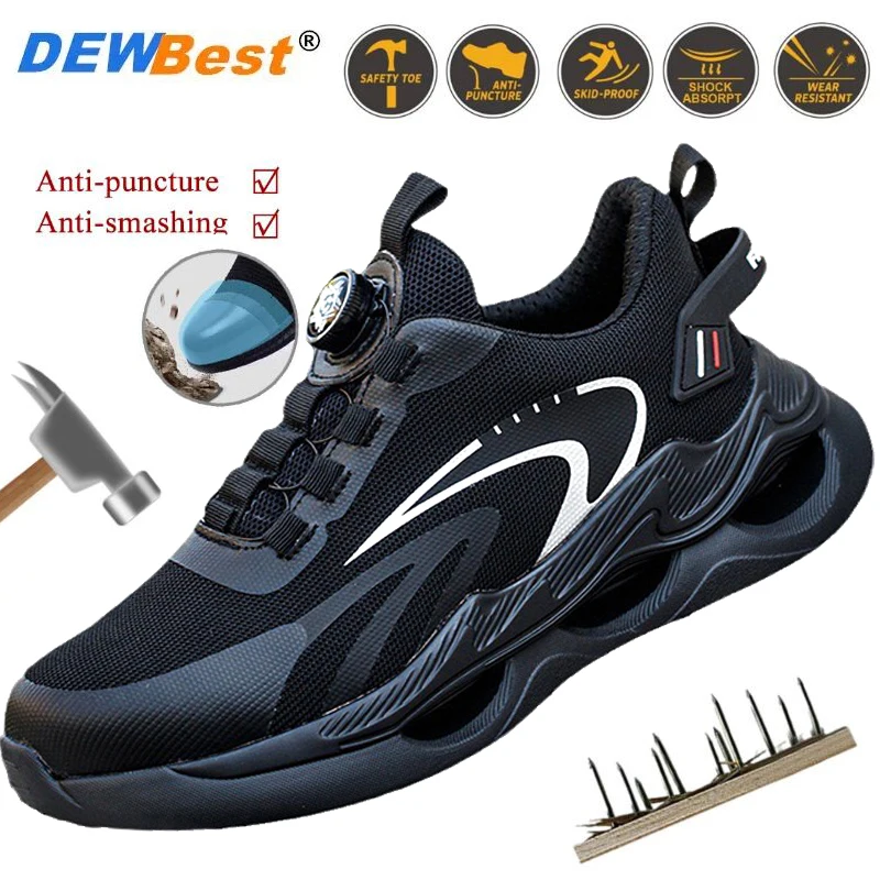 

Men's new four seasons models breathable lightweight steel head anti-smash anti-puncture safety shoes non-slip work shoes