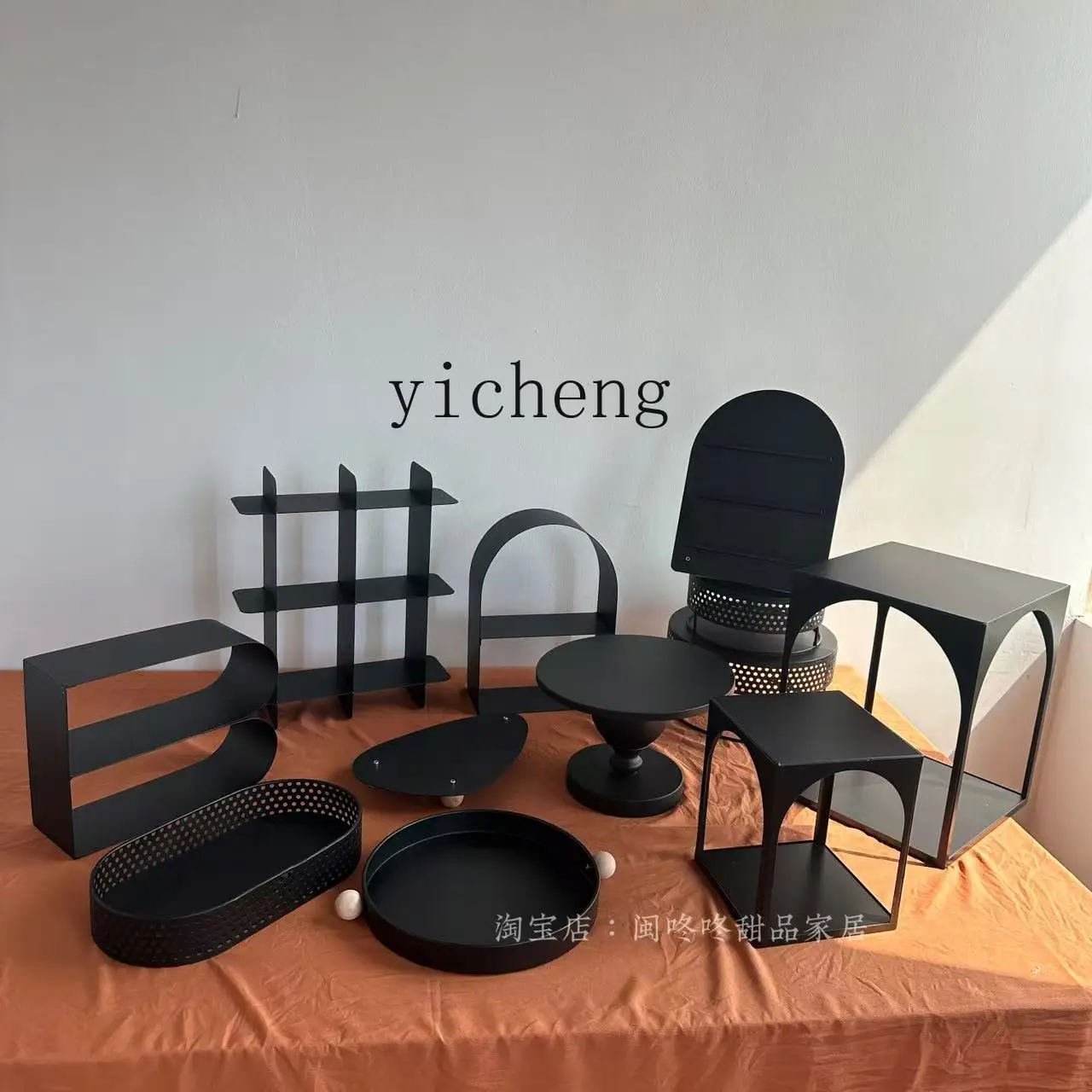 

ZYA Black Iron Art Dessert Display Stand Tea Break Wedding Birthday Afternoon Tea Snack Stand