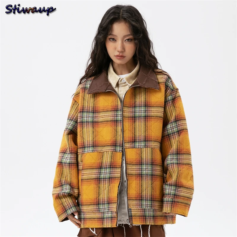 Women\'s Tweed Jacket Spring 2024 New in Japanese Y2k Vintage External Outdoor Clothes Yellow Plaid Women\'s Luxury Clothing Sales