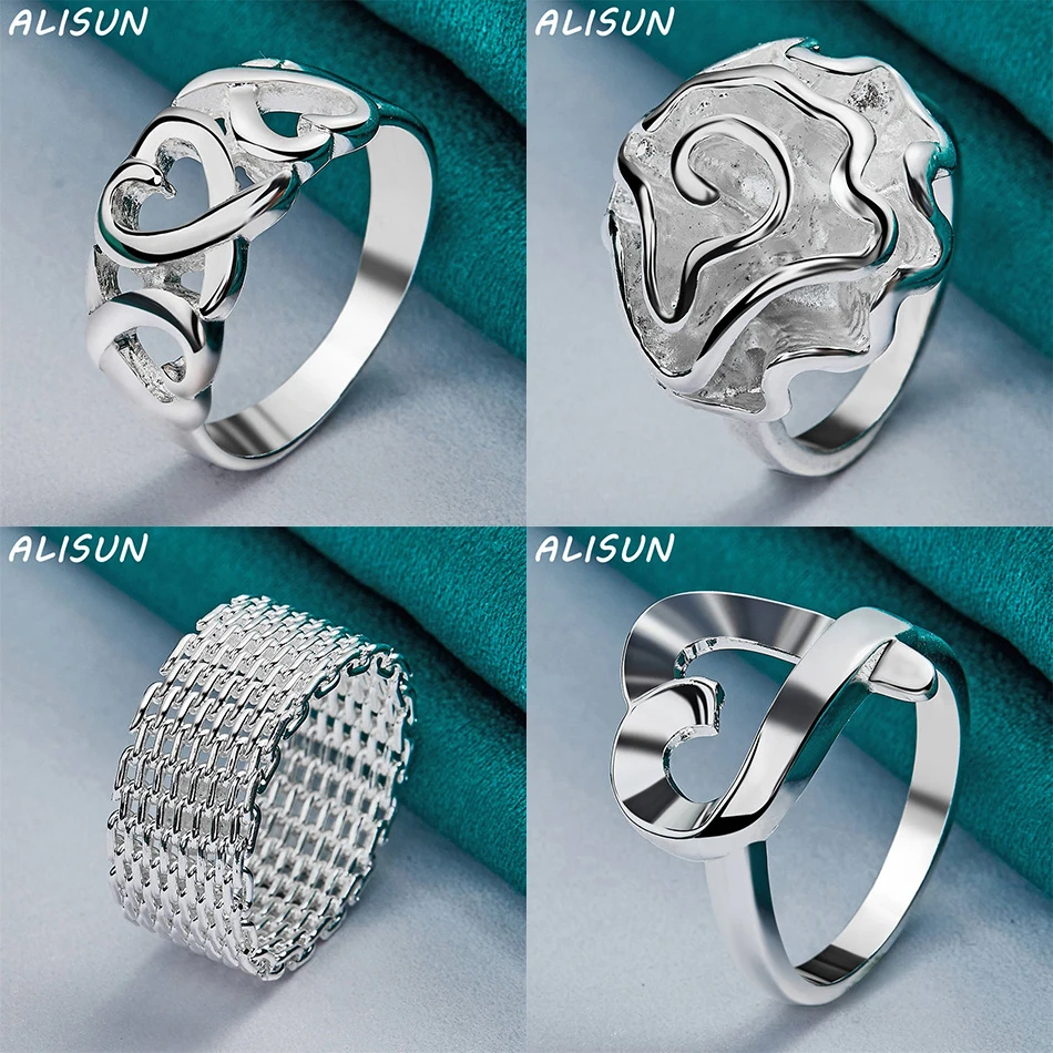 

ALISUN 925 Sterling Silver Size 6-10 Geometric Ring For Women Men Fashion Jewelry Charm Grace Noble Wedding Accessories